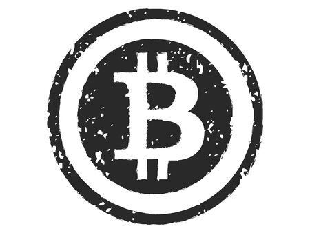 Simple Silhouette Drawing of a Bitcoin Symbolのイラスト素材