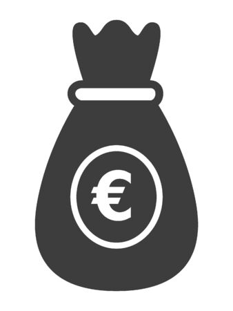 Simple Silhouette Drawing of a Euro Money Bagのイラスト素材
