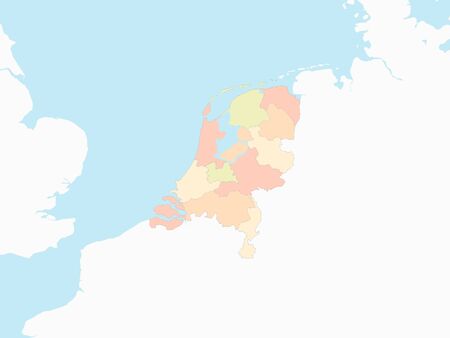 Detailed Flat Vector Map of Netherlands with Provincesのイラスト素材