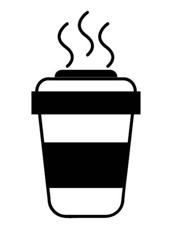 Simple Black Silhouette Illustration of a Hot Coffee-to-goのイラスト素材