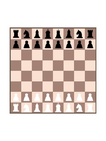 Classic Chess Table Set with Starting Position Piecesのイラスト素材