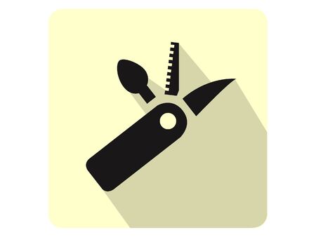 3D Silhouette Illustration of a Multi-tool Pocketknife Iconのイラスト素材