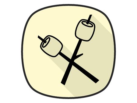 3D Silhouette Illustration of a Marshmallow on a Stick Iconのイラスト素材