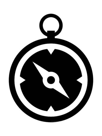 Black Flat Vector Illustration of a  Compassのイラスト素材