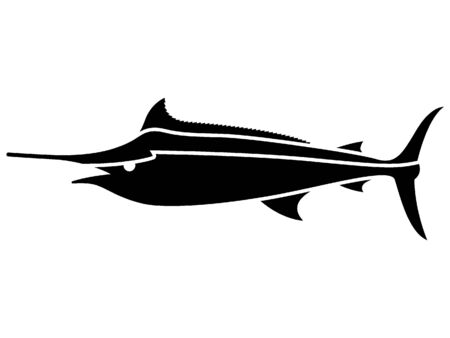 Simple Hand Drawn Outline Silhouette Illustration of a Fishのイラスト素材