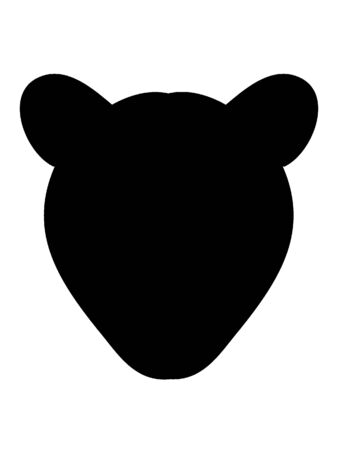 Black Flat Simplified Silhouette Drawing of a Bear Headのイラスト素材