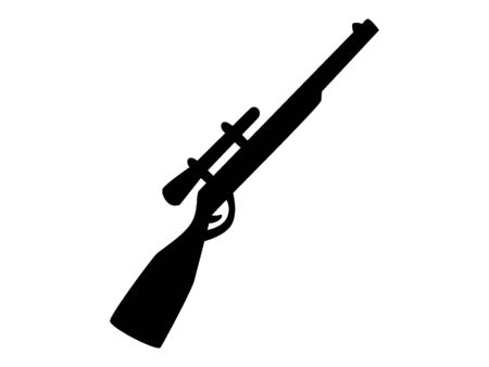 Black Flat Silhouette Drawing of a Shotgun with Opticsのイラスト素材