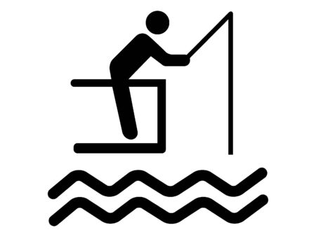 Simplified Black Silhouette Icon of a Fishermanのイラスト素材