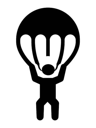 Simplified Black Silhouette Icon of a Paratrooperのイラスト素材