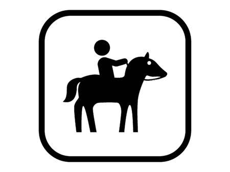 Simplified Black Silhouette Icon of a Horseback Riderのイラスト素材