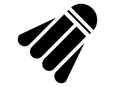 Simplified Black and White Silhouette Icon of a Badminton Shuttlecockのイラスト素材