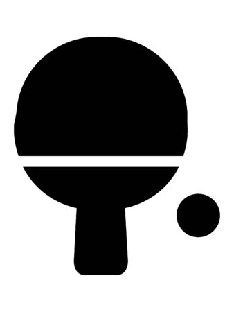 Simplified Black Silhouette Icon of a Table Tennis Racket and Ballのイラスト素材