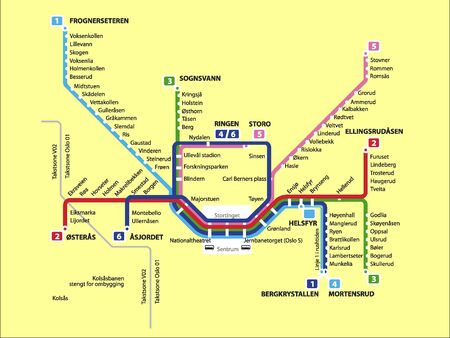 Oslo Detailed Subway Metro Stations Diagram Map with Labelsのイラスト素材