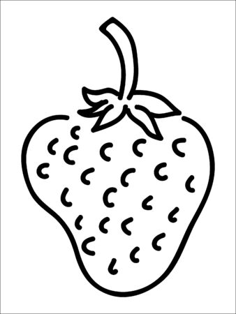 Simplified Black and White Outline Silhouette of a Strawberryのイラスト素材