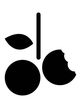 Simplified Black and White Silhouette of a Cherry Biteのイラスト素材