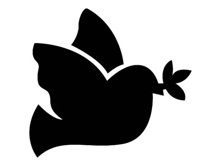Simplified Black and White Silhouette of the Pigeon Peace Symbolのイラスト素材