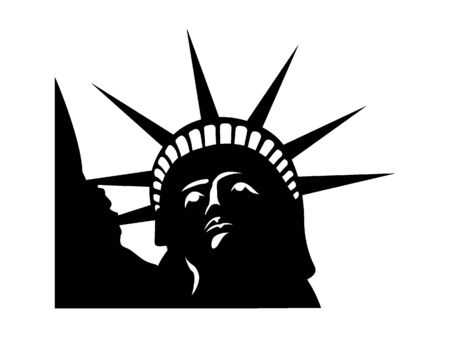 Simplified Black and White Silhouette of the Statue of Liberty, New York City, New Yorkのイラスト素材