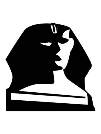 Simplified Black and White Silhouette of the Great Sphinx of Giza, Egyptのイラスト素材