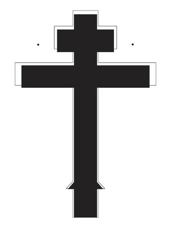 Black and White Silhouette of a Traditional Christian Crossのイラスト素材