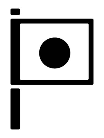 Black and White Silhouette of a Traditional Japanese Flagのイラスト素材