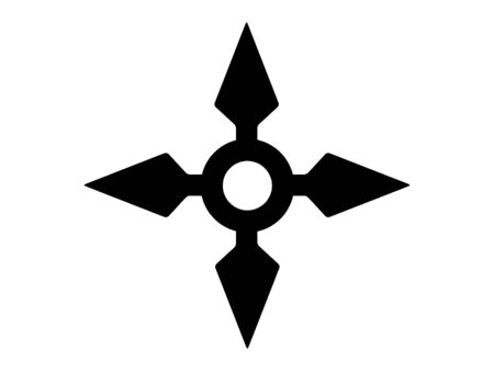 Black and White Silhouette of a Traditional Japanese Shurikenのイラスト素材
