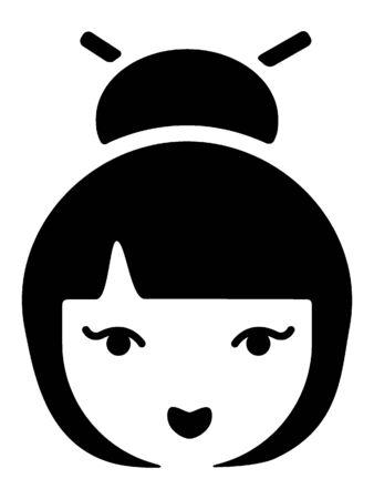 Black and White Silhouette of a Traditional Japanese Geishaのイラスト素材