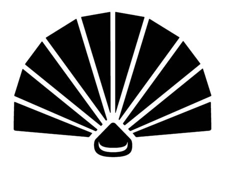 Black and White Silhouette of a Traditional Japanese Fanのイラスト素材