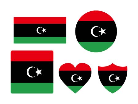 Set of Various Shapes of the Flag of Libyaのイラスト素材