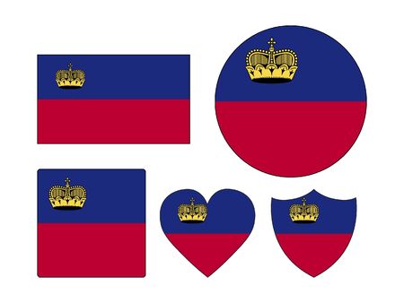 Set of Various Shapes of the Flag of Liechtensteinのイラスト素材