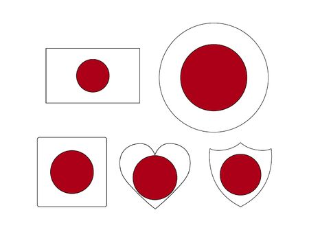Set of Various Shapes of the Flag of Japanのイラスト素材