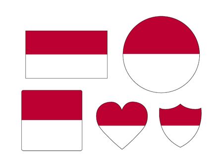 Set of Various Shapes of the Flag of Indonesiaのイラスト素材