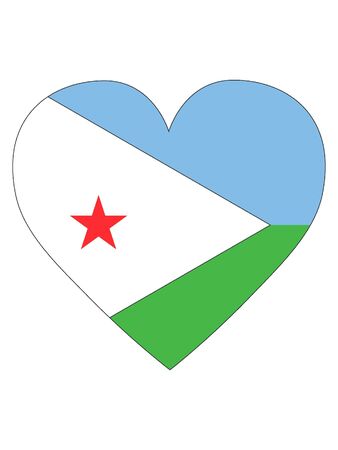 Heart Shaped Flag of Djiboutiのイラスト素材