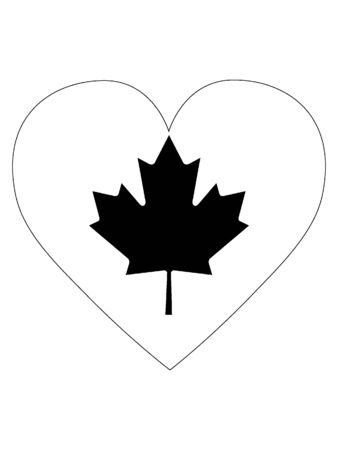 Heart Shaped Black and White Flag of Canadaのイラスト素材