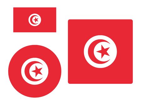 Set of Various Shapes of the Flag of Tunisiaのイラスト素材
