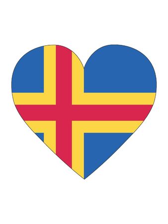 Heart Shaped Flag of Ãland Islandsのイラスト素材