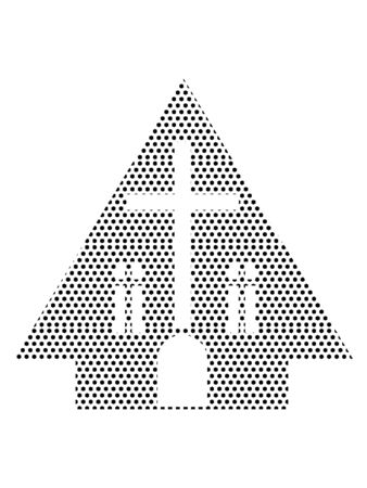 Simple Seamed Dotted Pattern Illustration of Stave Churchのイラスト素材