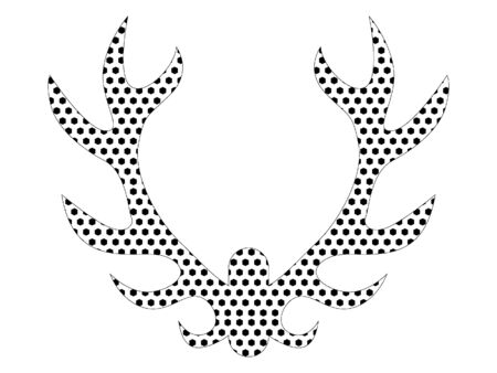 Simple Seamed Dotted Pattern Symbol of Hunting Antlers Trophyのイラスト素材