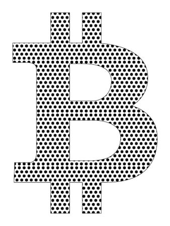 Simple Seamed Dotted Pattern Symbol of Bitcoinのイラスト素材