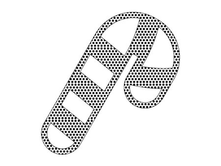 Simple Seamed Dotted Pattern Picture of a Christmas Candy Cane Stickのイラスト素材