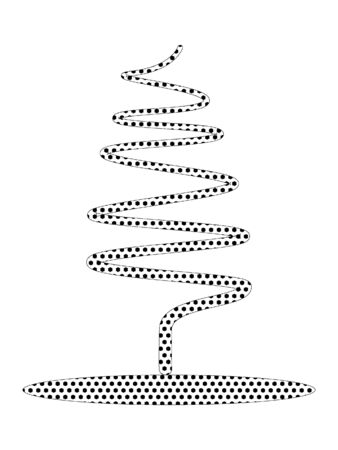 Simple Seamed Dotted Pattern Picture of a Designer Christmas Treeのイラスト素材