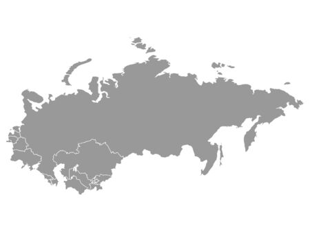 Grey Map of USSR (Soviet Union) With Member Countries on White Backgroundのイラスト素材