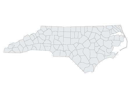 Gray Map on White Background of Counties of USA Federal State of North Carolinaのイラスト素材