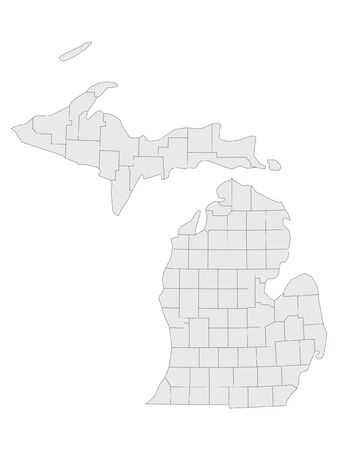 Gray Map on White Background of Counties of USA Federal State of Michiganのイラスト素材