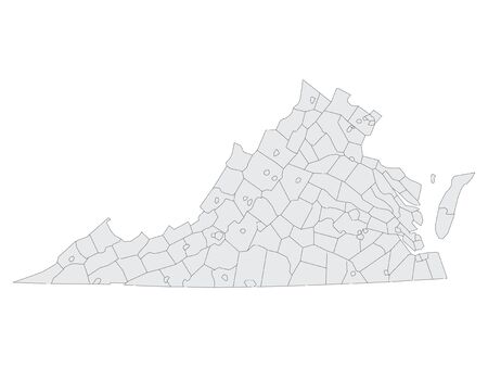 Gray Map on White Background of Counties of USA Federal State of Virginiaのイラスト素材
