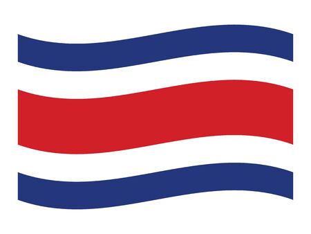 Waving Flat Flag of Central American Country of Costa Ricaのイラスト素材