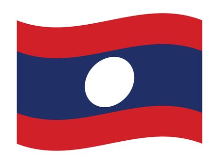 Waving Flat Flag Asian Country of Laosのイラスト素材