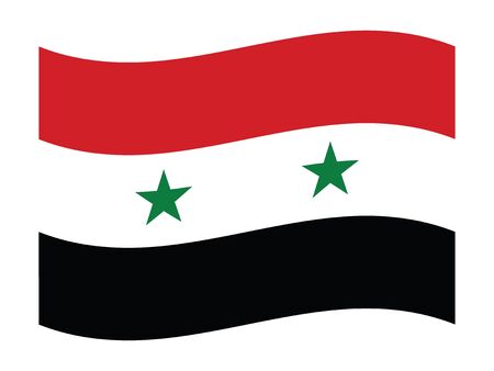Waving Flat Flag Asian Country of Syriaのイラスト素材