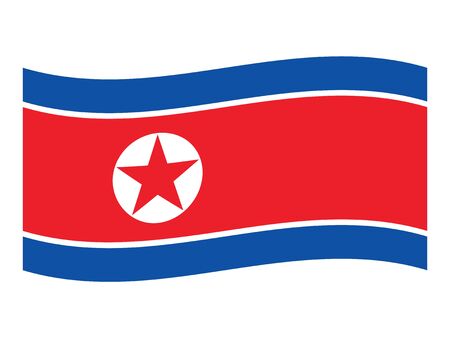 Waving Flat Flag Asian Country of North Koreaのイラスト素材