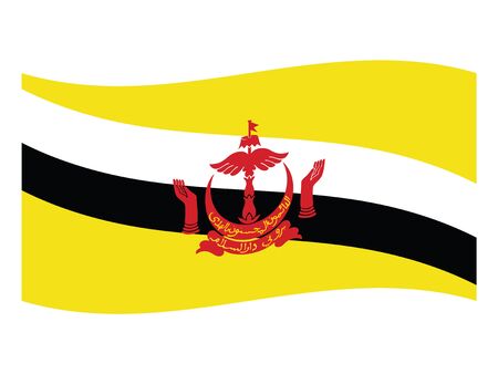 Waving Flat Flag Asian Country of Brunei Darussalamのイラスト素材