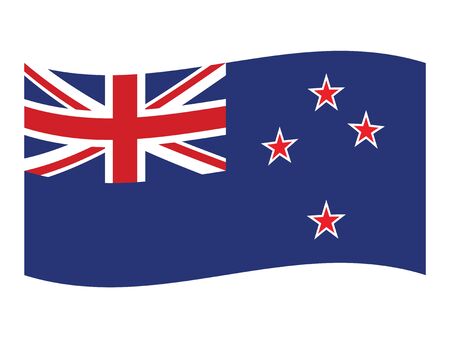 Waving Flat Flag of the Oceania Country of New Zealandのイラスト素材